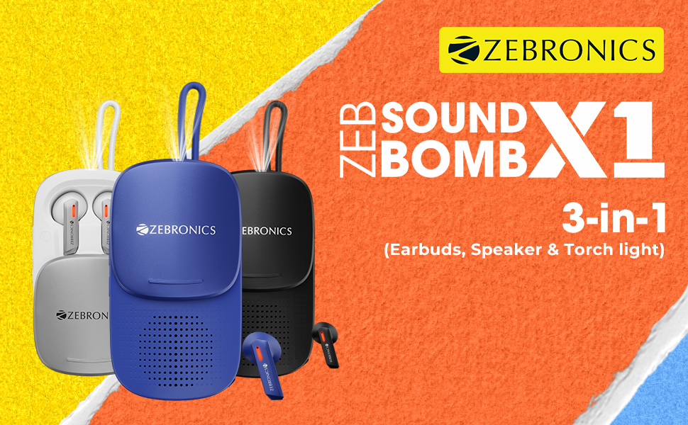 "Unleash Your Sound Experience: Zebronics Sound Bomb X1 - The Ultimate 3-in-1 Wireless Bluetooth Earbuds!"